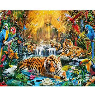 Peinture de diamant complète 5D d'animaux et de bouddha, broderie de mosaïque en diamant au point de croix 20X30CM yellow