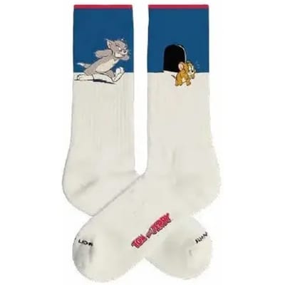 Jimmy Lion unisex sokken athletic tom and jerry mouse door beige & blauw (Tom & Jerry)