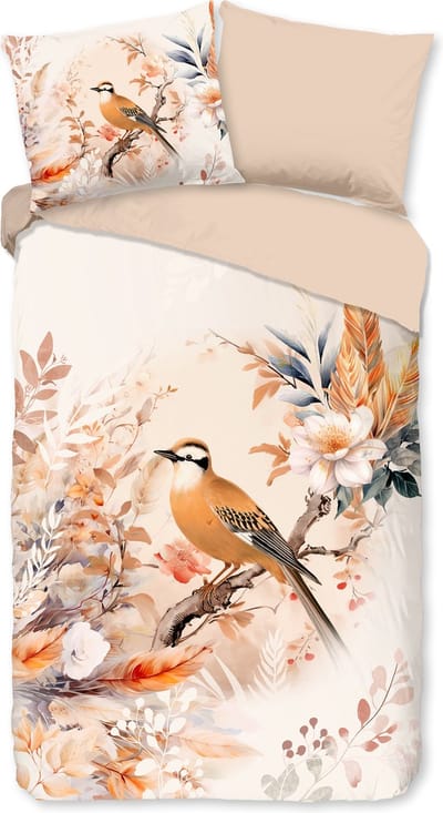 Good Morning dekbedovertrek vogel en bloemen - 1 persoons 140x200/220 cm - Multi - 100% Katoen renforc�