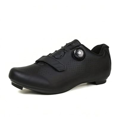 Diep zwarte wielren schoenen met klik pedalen unisex fietsschoenen maat 41 MTB schoenen heren dames ademende racefiets schoenen met draaiknop sluiting compatibel met klikpedalen
