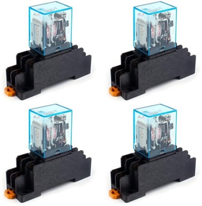 Allecto - Power Relay met Basis - Ac 220V 10A Dpdt - 4 Stuks