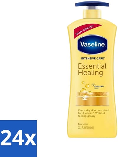 Vaseline - Essential Healing - Body Lotion - Intensief Voedend - 600 ml - Voordeelverpakking - 24 stuks