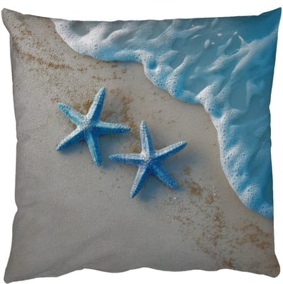 Sierkussens - Kussentjes Woonkamer - 50x50 cm - Zeesterren - Zand - Zee - Blauw