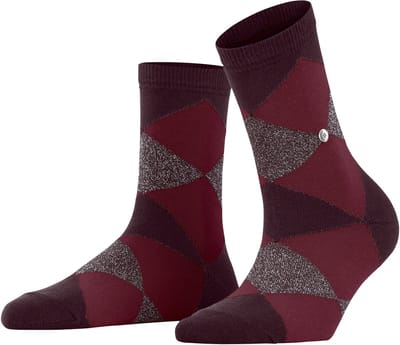 Burlington Glitter Bonnie SSO gedessineerd katoen sokken dames rood - maat 36-41