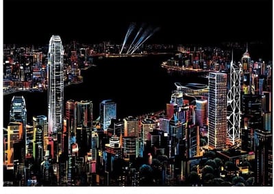 Scratch Art  Victoria Harbour - 410 x 287 mm - Kras tekeningen - Scratch painting