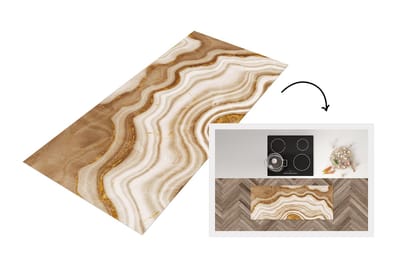 Keukenloper - Loper keuken - Marmer - Goud - Lijn - 120x50 cm - Keukenloper vinyl