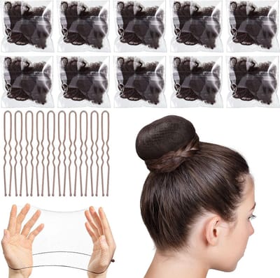 Set van 20 Onzichtbare Haarnetjes en U-Vormige Haarspelden met 10 Ballet Haarbuns en Elastische Rand voor Dancers en Kinderen - Perfecte Haaraccessoires voor Ballet en Dans