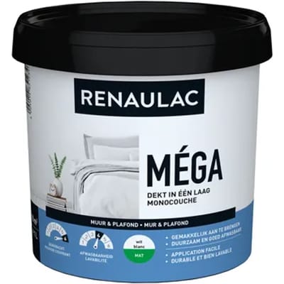 Renaulac Latex Méga Mat Wit 1l