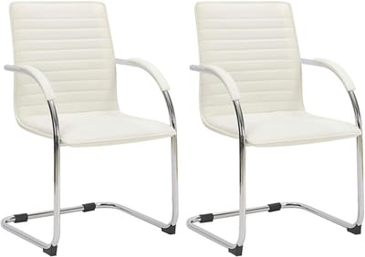 CLP Tira Set van 2 Eetkamerstoelen - Bezoekersstoel - Met armleuning - Kunstleer - creme