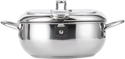 Kleine Friteuse - Mini Frituurpan - Thuis Frituren - Met Thermometer - 27D x 26B x 12H cm - Zilver