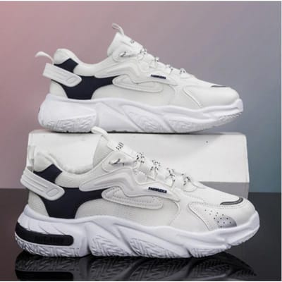 Herfst en Winter Nieuwe Hardloopschoenen Mesh Ademend Casual Schoenen Sneaker Trendy Herenschoenen Papa Schoenen 44 white