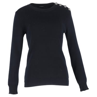Balmain gebreide trui met knoopdetails in zwarte wol