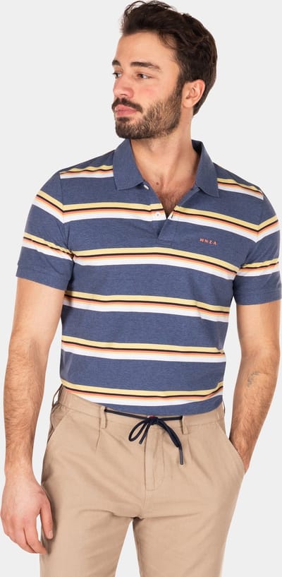 NZA New Zealand Auckland - Blauw geel gestreepte polo - Dusk Navy