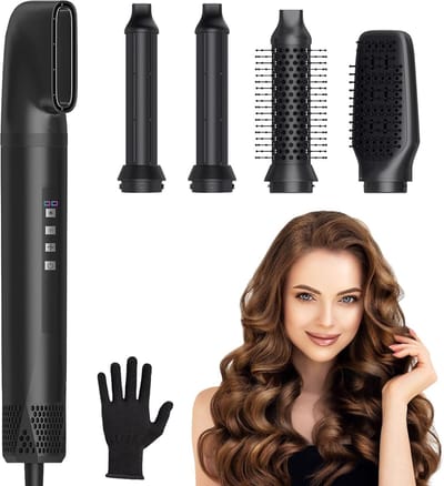 5-in-1 Air Styler Blowdry-borstel – 1300W Hogesnelheidsföhn – Hairstyler met 3 Temperaturen & 3 Snelheden & Koude Lucht – Hairstyler met 200 Miljoen Negatieve Ionen – Geschikt voor Drogen, Stijlen, Volumizing