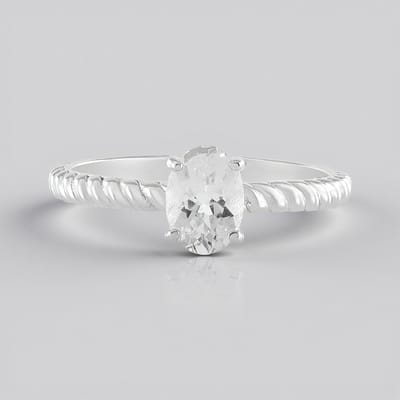 Cavill - Sterling Zilveren Ring - 0,612 ct Mexicaanse Hyaliet Opaal Ovaal - Spiraalvormige Band - Elegante Damesring - Fijne Edelsteen Ring
