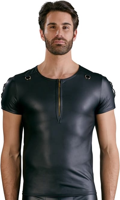 Wetlook Shirt met Rijgveters en O-ringen