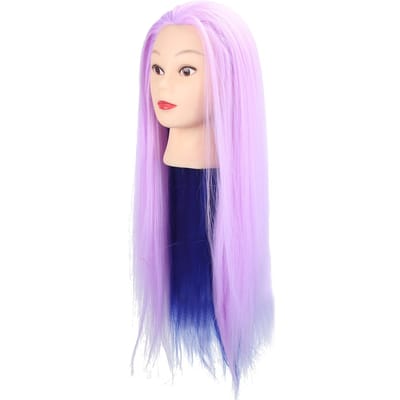 Tête de mannequin avec lampe pour la pratique du tressage et de la coupe de cheveux pink