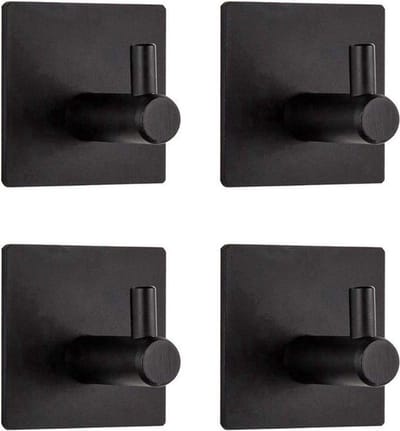 CHPN - Handdoekhaakjes - Multifunctioneel - Zelfklevende haakjes - Set haakjes - 4 Stuks - Zwart - Wandhaakjes - Haakjes - Badkamerhaakjes - Keukenhaakjes