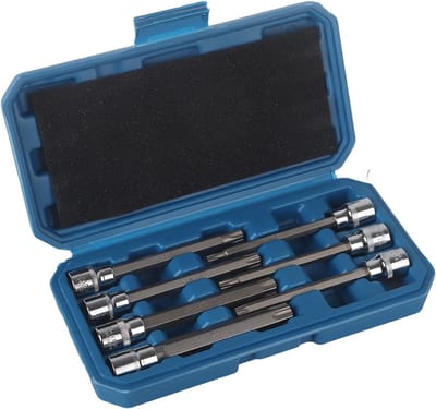 Extra lange Torx Star Bit Socket Set van 7 stuks - 3/8 inch, geschikt voor diverse klussen en precisiewerk