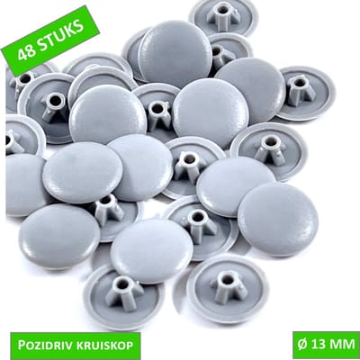 TQ4U Afdekkap voor Pozidriv 3 schroef - Ø 13 mm - Kunststof - Grijs - 48 stuks
