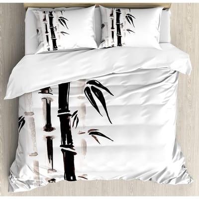 Bamboe Huis Decor Beddengoed Set Dekbed Dekbedovertrek Kussenslopen Bamboe Patroon in Traditioneel Chi Beddengoed Overtrek Tweepersoonsbed Set EU single(135x200cm) white