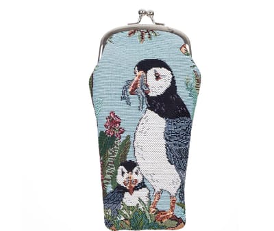 Brillenhouder - Brillenkoker - Gobelinstof - Puffin - Papagaaiduiker - Vogel