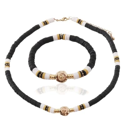 Sorprese Black & Yellow - ketting dames - incl. hanger - kralenketting dames - 40 cm - cadeau - Model Z