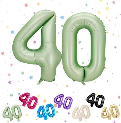 Folieballon Cijfer 40 Saliegroen - XXL 40 Inch Helium Ballon voor Verjaardag 40 Jaar Feestdecoratie
