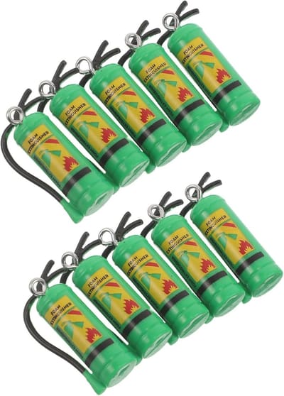 Mini Brandblusser Sleutelhangers - Decoratie Bedeltjes - Tas Rugzak Decoratie - Set van 10 stuks - 3 x 15 cm