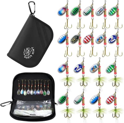Complete Spinner Set met 18 Stuks voor Forelvisserij - Vissen met Lepels, Flitsers en Draagtas voor Snoekbaars en Roofvissen
