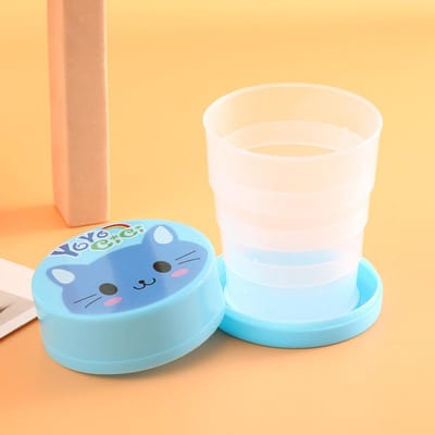 100ML Opvouwbare Beker Met Deksel Draagbaar Herbruikbare Plastic Waterbeker Cartoon Opvouwbare Mondwaterbeker Reis Buiten Drinkbeker