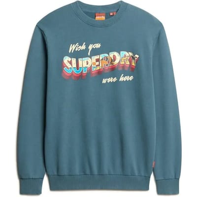 Superdry - Travel Postcard sweatshirt met ronde hals en grafische print - Heren - Truien