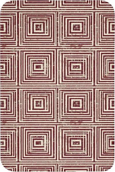 Badmat 60x90 cm - Antislip - Geometrisch - Patroon - Rood - Badmatten voor badkamer - Badkamermat - Douchemat - Badkamer mat