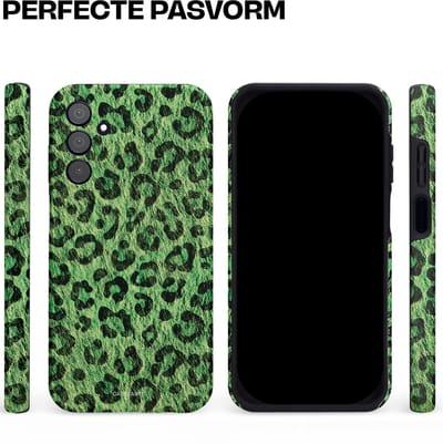 Casetastic hoesje geschikt voor Samsung Galaxy A15 5G / Samsung Galaxy A15 4G - Dubbellaagse bescherming - Groene Panterprint - Fashion Case - Donkergroen Zwart