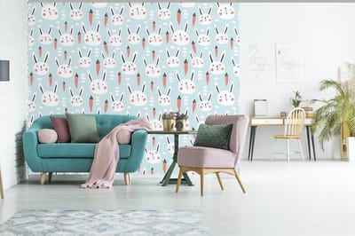 Behang - Fotobehang Konijn - Dieren - Kind - Breedte 265 cm x hoogte 220 cm
