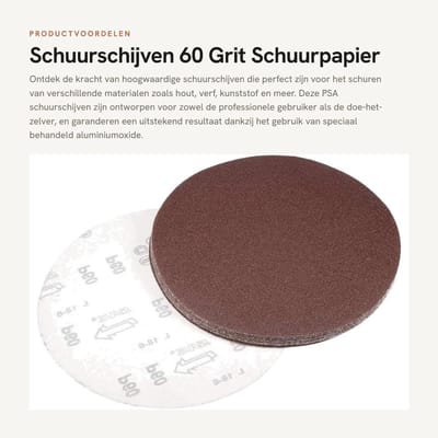 Dailygoods- Schuurschijven 60 Grit - 10 Stuks - Ronde PSA Schuurschijven - Aluminiumoxide Schuurpapier - Antistatisch - Duurzaam en Slijtvast