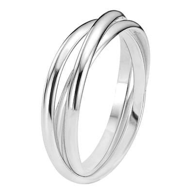 Lucardi Dames Driedelige ring - Ring - Cadeau - Echt Zilver - Zilverkleurig