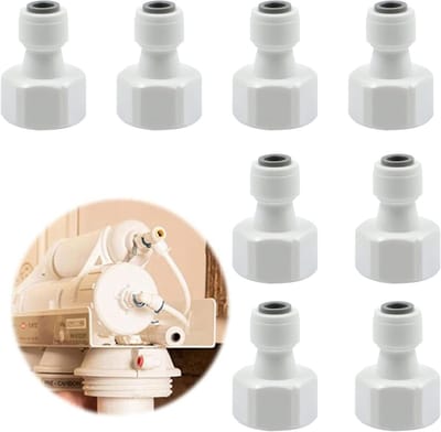 Watertoevoer adapter - universele slangconnector voor waterfilters - koelkast aansluiting - 1/2 inch naar 1/4 inch - 8 zoekwoorden - fitting - ombouw - snelaansluiting.