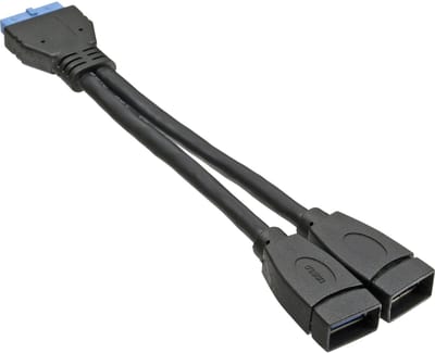 Pin Header adapter USB3.0 (v) - 2x USB-A (v) - 0,15 meter