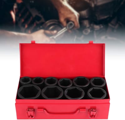 Dailygoods- Slagmoersleutelbits 10 Stuks - 3/4 Inch - 22-50 mm - Cr-Mo Materiaal - Opbergdoos - Voor Autoreparatie - Dopsleutel