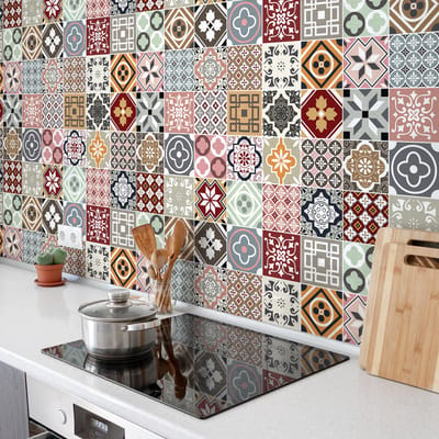 Zelfklevende tegelmuurstickers voor keuken en badkamer - 30 YOMIA cementtegelstickers - 30 stickers 20x20cm