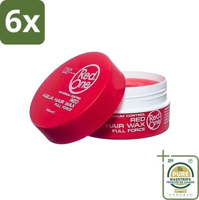 Red One - Haarwax - Red - Aqua Hair Wax - Voor Stevige Styling & Glanzend Resultaat - 150 ml - Voordeelverpakking - 6 stuks - Glanzend haar - Stijl