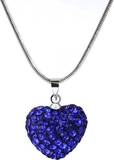 Fako Bijoux® - Ketting - Disco Dots - Hart - Donkerblauw