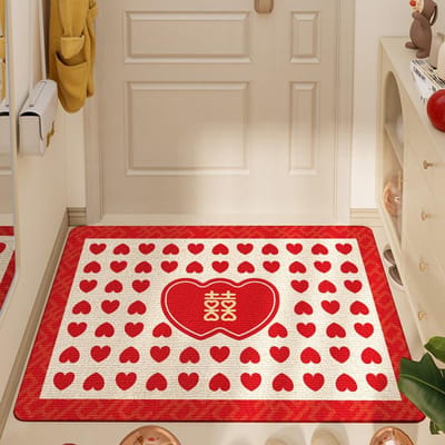 Nieuwe Chinese Grote Rode Huis Feestelijke Mat Entree Deur Vuil Keni Velours Schrapende Stofverwijderingsmat Tapijt 60*90cm white