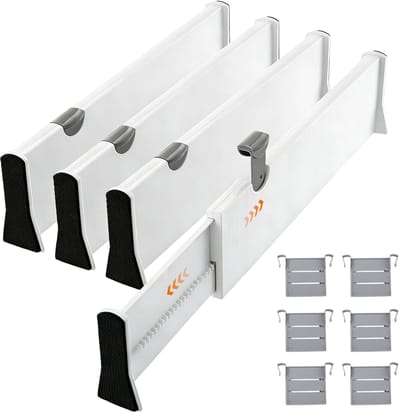 Ladeverdelers, Lengte 37,5–54 cm, Hoogte 10 cm, Plastic Ladeorganizers voor Keuken, Slaapkamer, Kasten, Commode, Bureau, Organisatie