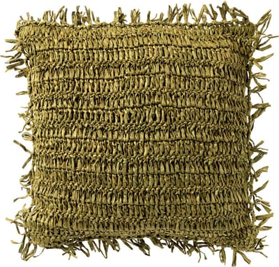 Dutch Decor ANTONIO - kussenhoes 45x45 cm - effen kleur - raffia - Olive Branch - groen - met rits - zonder binnenkussen