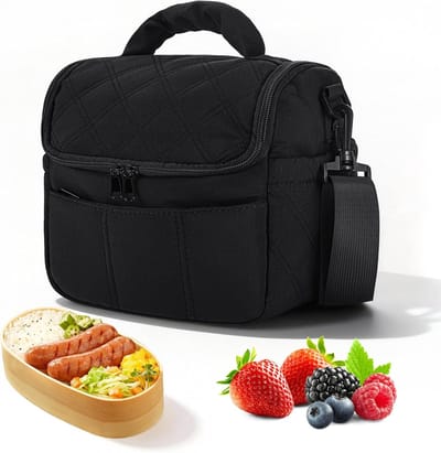 SnelShoppen - Isothermische Lunchtas voor Vrouwen - Padded Lunch Bag - Lekvrije, Multifunctionele, Draagbare Tas - Voor Werk, Picknicks, Reizen (Zwart