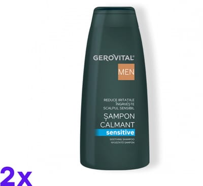 Gerovital Men Sensitive Shampoo 2 x 400 ml - Shampoo voor Gevoelige Hoofdhuid - Sulfaatvrije Shampoo - Kalmeert Jeuk & Roodheid - Met Panthenol