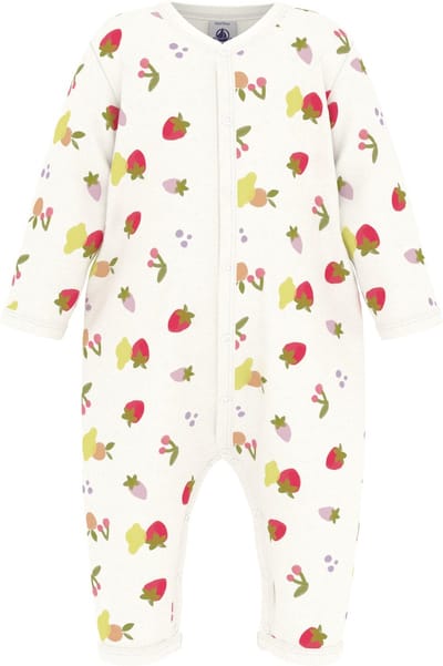 Petit Bateau Katoenen babypyjama zonder voetjes met fruitprint Meisjes Boxpak - Wit / Meerkleurig