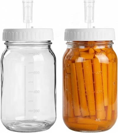 Set van 2 Fermentatieglazen met Deksel - 1000ml - Perfect voor Kimchi en Groenten Fermentatie